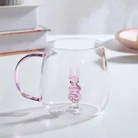 High Borosilicate Glass Three-Dimensional Cartoon Animal Glass, Color Handle Cup Home Gifts Simple Juice Cup sku image 14
