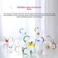 High Borosilicate Glass Three-Dimensional Cartoon Animal Glass, Color Handle Cup Home Gifts Simple Juice Cup main image 4