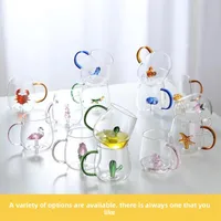 High Borosilicate Glass Three-Dimensional Cartoon Animal Glass, Color Handle Cup Home Gifts Simple Juice Cup main image 1