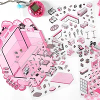 Cartoon Landscape Stickers Creative Store Theme High Difficulty Collage Fun DIY Scene Decoration Student Concentration Stickers 4 Styles 4 Sheets/Pack main image 3