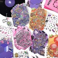 Cartoon Landscape Stickers Creative Store Theme High Difficulty Collage Fun DIY Scene Decoration Student Concentration Stickers 4 Styles 4 Sheets/Pack main image 9