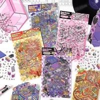 Cartoon Landscape Stickers Creative Store Theme High Difficulty Collage Fun DIY Scene Decoration Student Concentration Stickers 4 Styles 4 Sheets/Pack main image 8