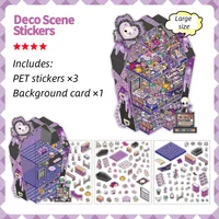 Cartoon Landscape Stickers Creative Store Theme High Difficulty Collage Fun DIY Scene Decoration Student Concentration Stickers 4 Styles 4 Sheets/Pack sku image 2