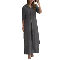 New Solid Color Stand Collar Dress Suit, Elegant Simple Loose Fashion Long Shirt main image 1