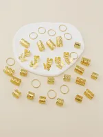 35pcs Mixed Styling Hair Ties Set Elegant Cute Alloy Hair Bands For Women All Seasons Versatile Geometric Pattern Hair Accessories main image 3