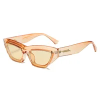 Ladies Retro Cat Eye Sunglasses Triangle Frame Street Style Holiday Travel Model Wearing UV Protection Fashionable Glasses main image 7