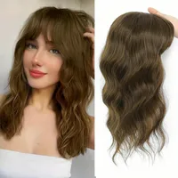 Short Curling Fiber Hair Piece Natural Voluminous Wave Pattern Bangs Hair Extension Block Cover Grey Hair Fake Hair Piece main image 2