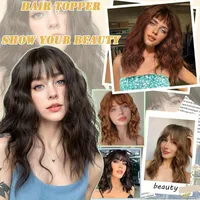 Short Curling Fiber Hair Piece Natural Voluminous Wave Pattern Bangs Hair Extension Block Cover Grey Hair Fake Hair Piece main image 7