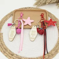 1 Piece All Seasons Acrylic Pu Leather Pentagram Solid Color Bag Pendant Keychain main image 5