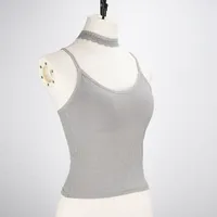 Ladies Lace Halter Neck Removable Strap Vest Sexy Style Casual Daily Pure Color Polyester Lycra Fabric Summer Season main image 5