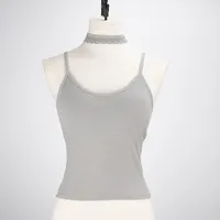 Ladies Lace Halter Neck Removable Strap Vest Sexy Style Casual Daily Pure Color Polyester Lycra Fabric Summer Season main image 4