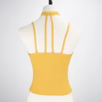 Ladies Lace Halter Neck Removable Strap Vest Sexy Style Casual Daily Pure Color Polyester Lycra Fabric Summer Season main image 3