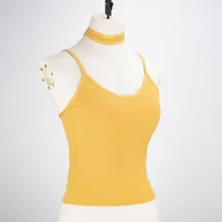 Ladies Lace Halter Neck Removable Strap Vest Sexy Style Casual Daily Pure Color Polyester Lycra Fabric Summer Season main image 1