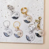 Swan Shaped Metal Ring Hair Accessories Elegant Cute Fashionable Diamond Embedded Dirty Dreads Hair Rings For Women All Seasons main image 3
