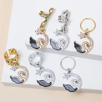 Swan Shaped Metal Ring Hair Accessories Elegant Cute Fashionable Diamond Embedded Dirty Dreads Hair Rings For Women All Seasons main image 4
