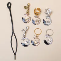 Swan Shaped Metal Ring Hair Accessories Elegant Cute Fashionable Diamond Embedded Dirty Dreads Hair Rings For Women All Seasons main image 5
