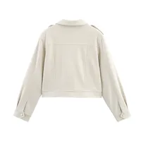 European Style Suede Jacket Outerwear Women's College Fresh Sweet Loose Fit Long Sleeve Vintage Style Fashion Outerwear main image 4
