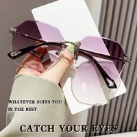 New  Fashion Gradient Frameless Sunglasses For Women, Street Style Sunglasses For Men, Personalized Ins Style Sun Protection Glasses main image 3