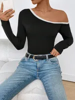 Women's T-shirt Long Sleeve T-Shirts Romantic Simple Style Solid Color main image 3