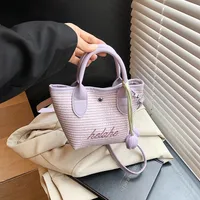 New  Summer Pu Zipper Straw Shoulder Bag Good Quality With Silk Scarf Summer Essential Bag main image 2