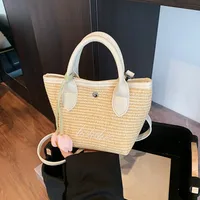 New  Summer Pu Zipper Straw Shoulder Bag Good Quality With Silk Scarf Summer Essential Bag main image 3