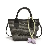 New  Summer Pu Zipper Straw Shoulder Bag Good Quality With Silk Scarf Summer Essential Bag main image 5