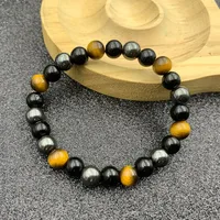 New Tiger Eye Stone Obsidian Hematite Bracelet 10mm Jewelry Woven Bracelet Beaded Jewelry sku image 6