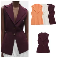 Women's Sleeveless Blazers Streetwear Solid Color main image 1