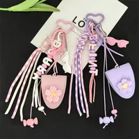 Dopamine Flower Miu Bag Hanging Girl's Heart Colorful Braided Rope Bag Pendant Creative Car Keychain All-match main image 1