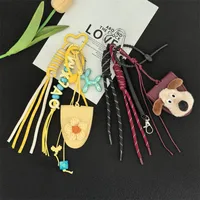 Dopamine Flower Miu Bag Hanging Girl's Heart Colorful Braided Rope Bag Pendant Creative Car Keychain All-match main image 3