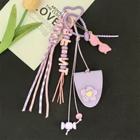 Dopamine Flower Miu Bag Hanging Girl's Heart Colorful Braided Rope Bag Pendant Creative Car Keychain All-match sku image 3