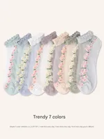 Floral Glass Silk Women's Summer Short Socks New Style Cute Fresh Style Ins Short Socks Cotton Bottom Sweat Absorbing Breathable Socks sku image 8