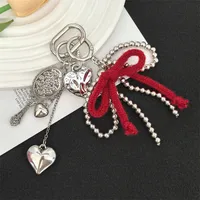 New Style Creative Fashion Heart Bow Pendant Keychain Braided Rope Bag Pendant Personalized Versatile Pendant sku image 1
