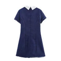 Women's Sheath Dress Elegant Pastoral Turndown Short Sleeve Solid Color Above Knee Office Banquet Date main image 3