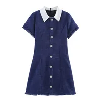 Women's Sheath Dress Elegant Pastoral Turndown Short Sleeve Solid Color Above Knee Office Banquet Date sku image 2