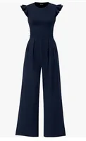 Europe And The United States   Foreign Trade Women's New Temperament Leisure Lotus Leaf Flying Sleeve Jacket Jumpsuit sku image 10