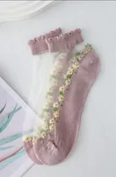 Floral Glass Silk Women's Summer Short Socks New Style Cute Fresh Style Ins Short Socks Cotton Bottom Sweat Absorbing Breathable Socks sku image 2