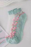 Floral Glass Silk Women's Summer Short Socks New Style Cute Fresh Style Ins Short Socks Cotton Bottom Sweat Absorbing Breathable Socks sku image 3