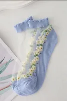 Floral Glass Silk Women's Summer Short Socks New Style Cute Fresh Style Ins Short Socks Cotton Bottom Sweat Absorbing Breathable Socks sku image 5