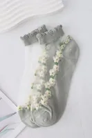 Floral Glass Silk Women's Summer Short Socks New Style Cute Fresh Style Ins Short Socks Cotton Bottom Sweat Absorbing Breathable Socks sku image 6