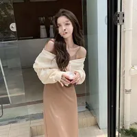 Women's Summer New Arrival Black Dress French Style Age-Reducing Belly Covering Retro Square Collar Knee-Over-Waisted Long Skirt main image 2