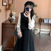 Women's Summer New Arrival Black Dress French Style Age-Reducing Belly Covering Retro Square Collar Knee-Over-Waisted Long Skirt main image 3
