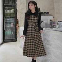 Women's Summer New Arrival Black Dress French Style Age-Reducing Belly Covering Retro Square Collar Knee-Over-Waisted Long Skirt main image 5
