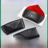 Large Black New Red Lined Leather Business Litchi Sunglasses Case Wholesale Printable LOGO main image 1