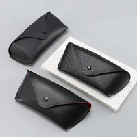 Large Black New Red Lined Leather Business Litchi Sunglasses Case Wholesale Printable LOGO main image 4