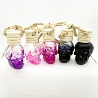 8ML Five-line Cover Color Spray Skull Glass Bottle Pendant Empty Bottle Wooden Cover New Multi-style Color Halloween Ghost Festival main image 3