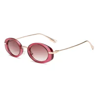 Internet Celebrity Same Style Retro Fashionable Oval Small Frame Fashion Sunglasses Street Shoot Concave Style Summer Sunscreen Sunglasses sku image 1