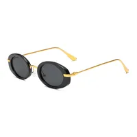 Internet Celebrity Same Style Retro Fashionable Oval Small Frame Fashion Sunglasses Street Shoot Concave Style Summer Sunscreen Sunglasses sku image 4