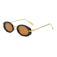 Internet Celebrity Same Style Retro Fashionable Oval Small Frame Fashion Sunglasses Street Shoot Concave Style Summer Sunscreen Sunglasses sku image 7