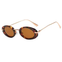 Internet Celebrity Same Style Retro Fashionable Oval Small Frame Fashion Sunglasses Street Shoot Concave Style Summer Sunscreen Sunglasses sku image 8